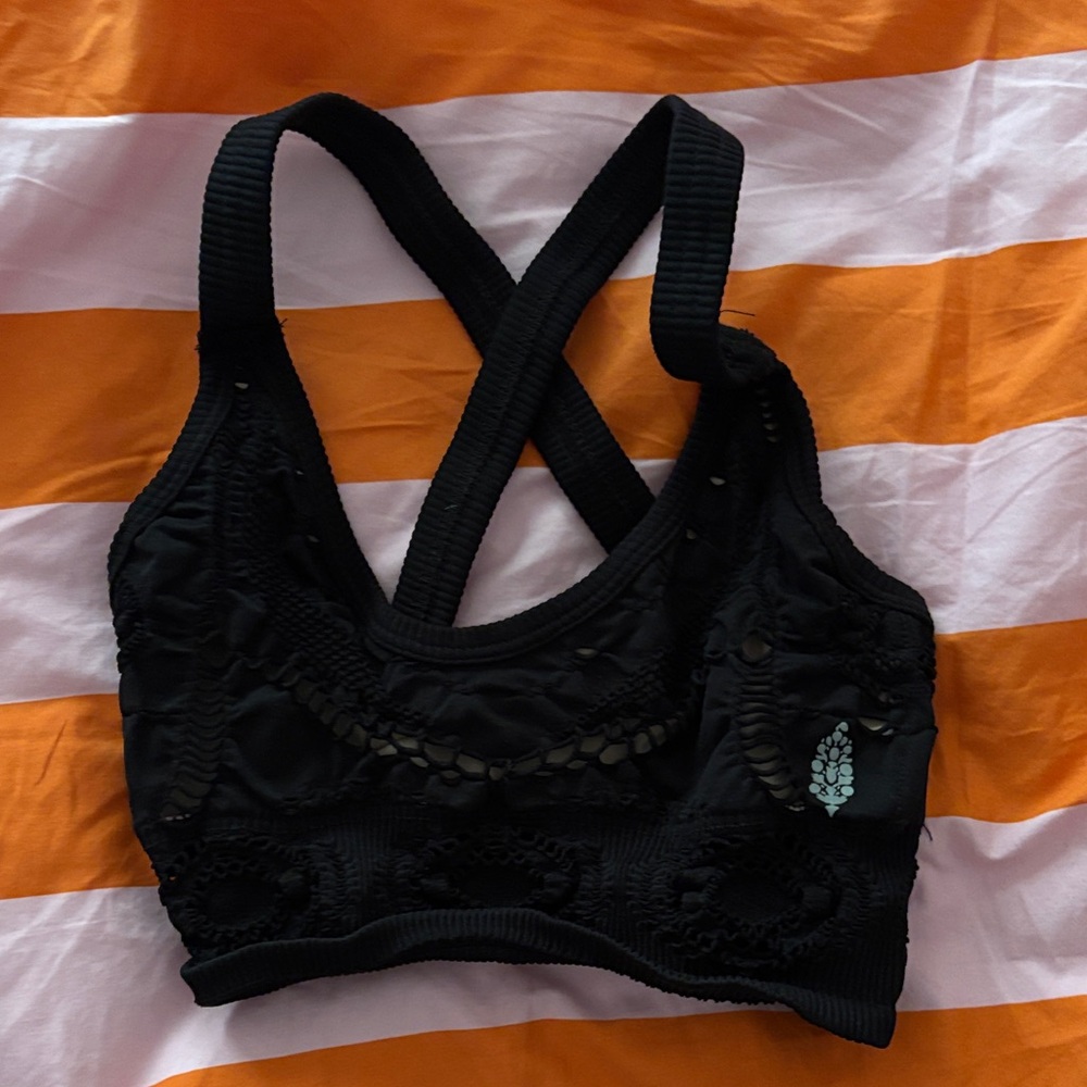 FP Movement by Free People Black Textured Bralette